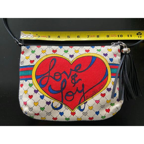 BRIGHTON 'Love & Joy' Canvas Crossbody Bag w/Leather Trim - Picture 7 of 9